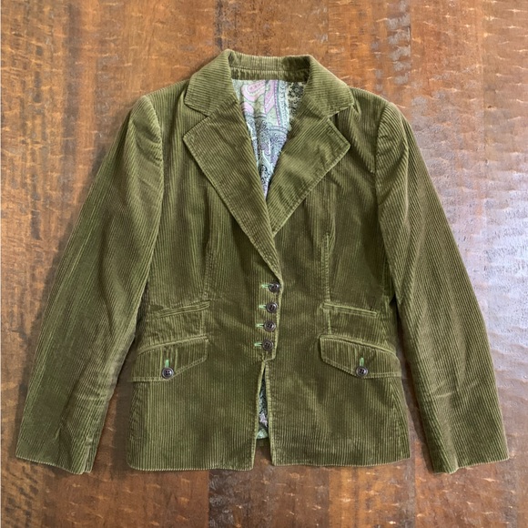 FUENTECAPALA AMNIGY0 Size IT 40/US 4 Olive Greenish Corduroy Blazer Jacket - Picture 10 of 10
